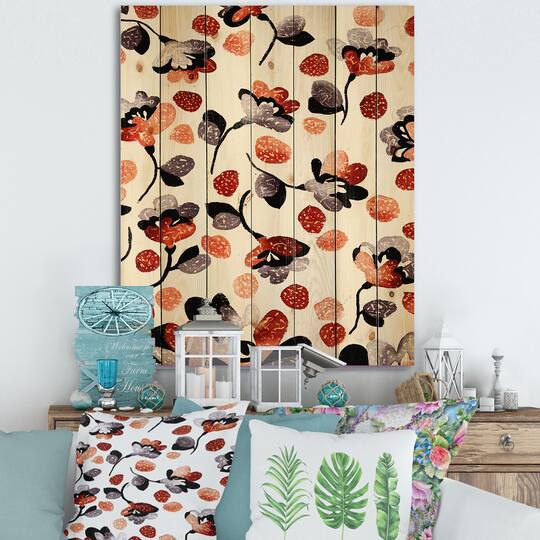 Designart - Modern Flower In Blue Red and Orange